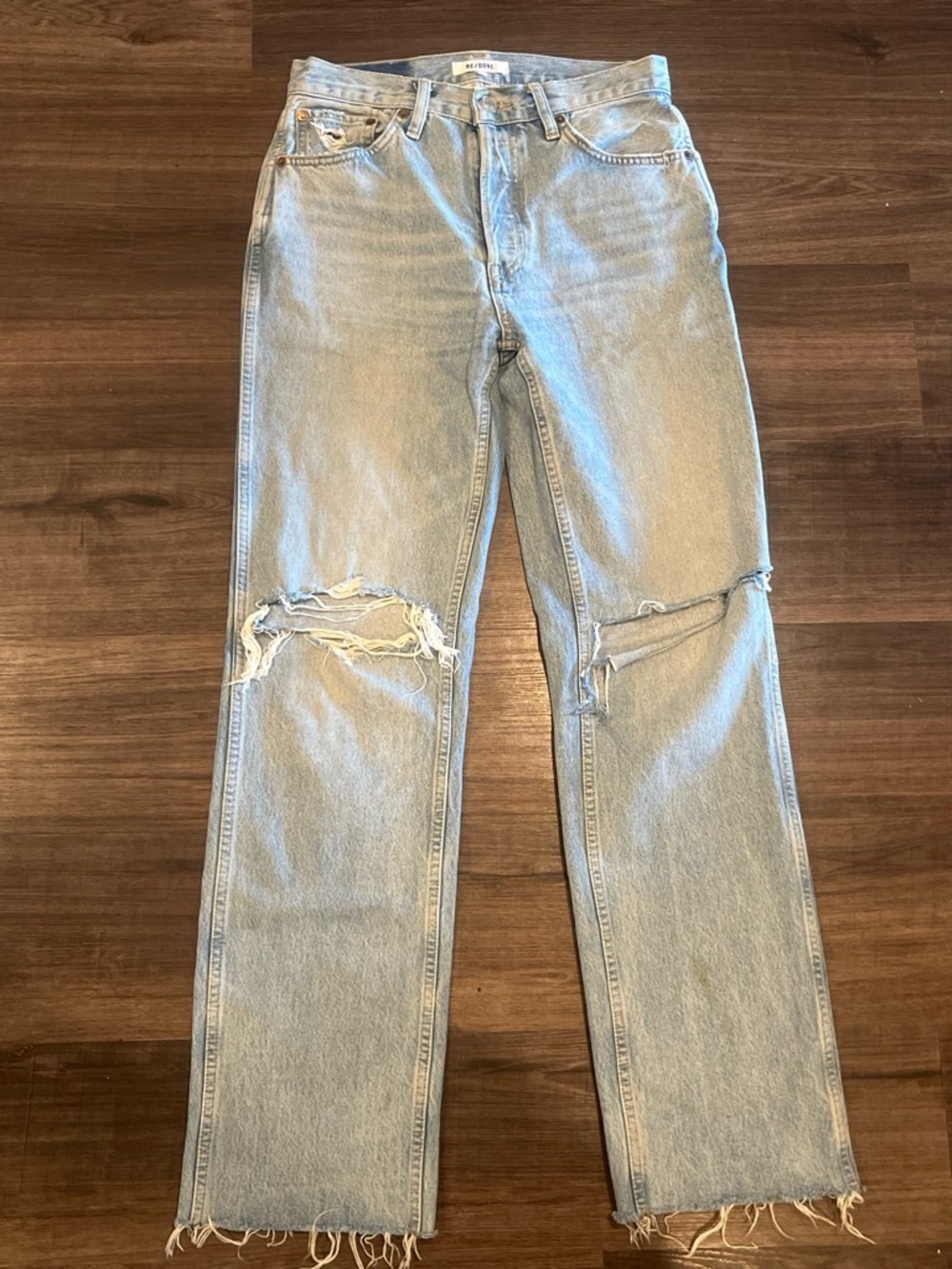 RE/DONE 90’s Mid-Rise Distressed Straight-Leg Jeans